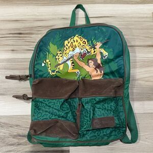 Vintage Disney Tarzan Green Backpack with Leopard Print RARE 90’s